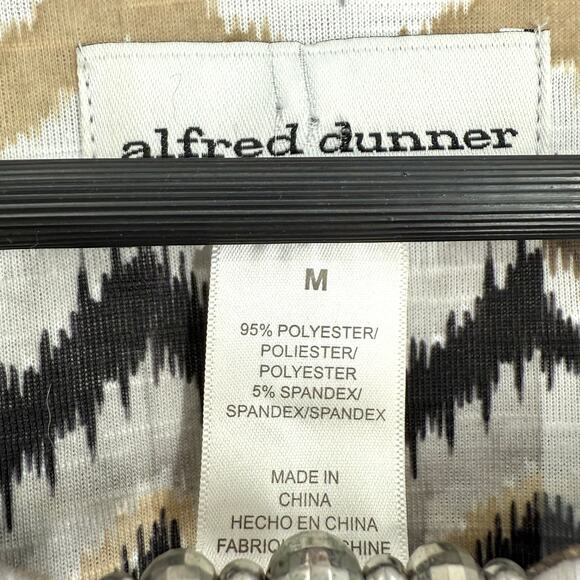 Alfred Dunner Sz Medium Black Beige White Formal Artsy Blouse Shirt Top Formal - Picture 2 of 8